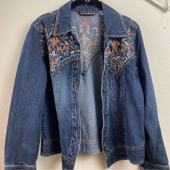 Gordon James Blue Denim Embellished Jacket Medium - Picture 11 of 11